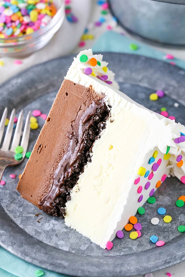 slice of Copycat Dairy Queen Ice Cream Cake