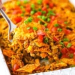 Taking a slice out of Dorito casserole.